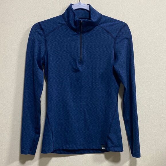 REI Co-op XS Women’s Quarter Zip Pullover Blue Stretch Long Sleeve Hiking Top - Picture 3 of 10